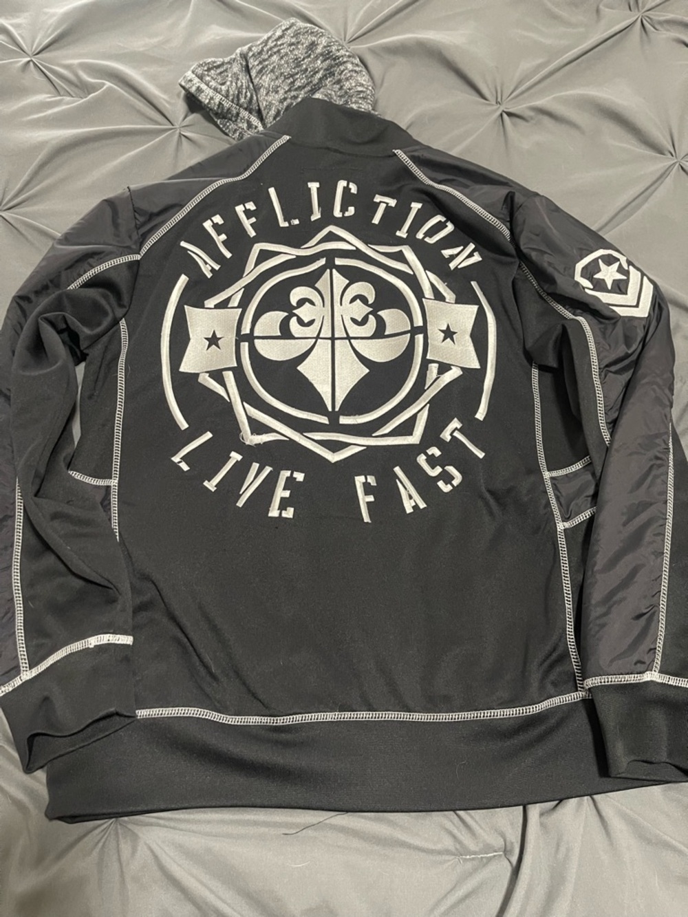 Affliction Black & Silver Live Fast Graphic Lightweight Jacket
